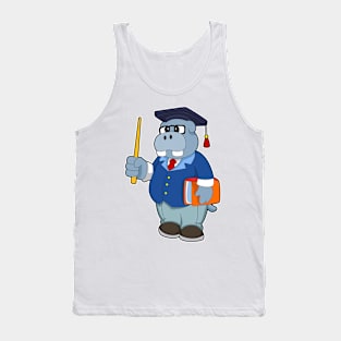 Hippo as Professor with Book Tank Top